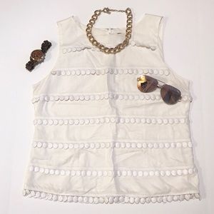 Off White Circle Fringe Blouse